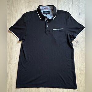 Ted Baker Black Polo with White Trim Size 3